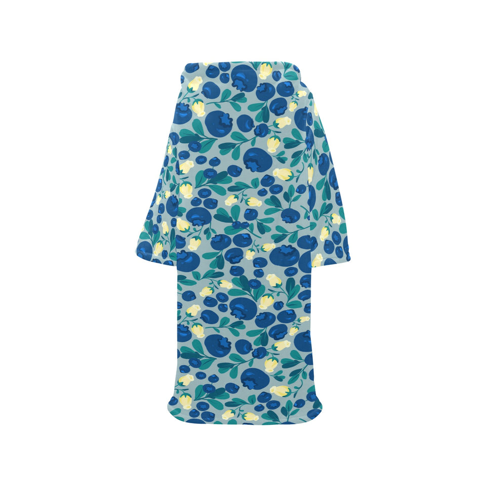 blueberry design pattern Blanket Robe with Sleeves