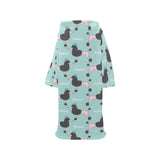 poodle dog green background Blanket Robe with Sleeves