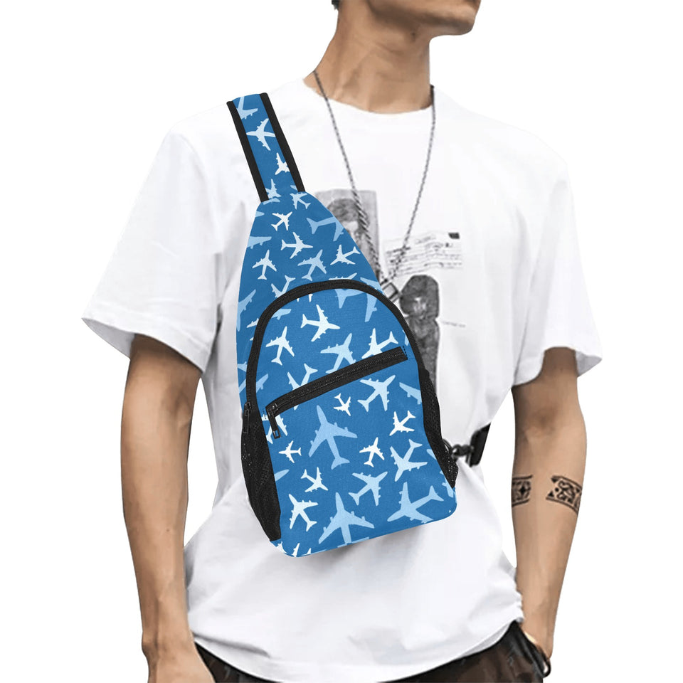 Airplane pattern in the sky All Over Print Chest Bag