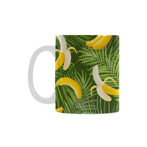 Banana Palm Leaves pattern Classical White Mug (Fulfilled In US)