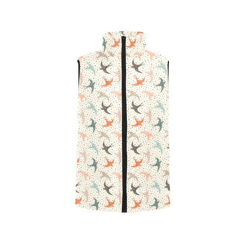 Swallow Pattern Print Design 02 Women's Padded Vest