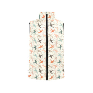 Swallow Pattern Print Design 02 Women's Padded Vest