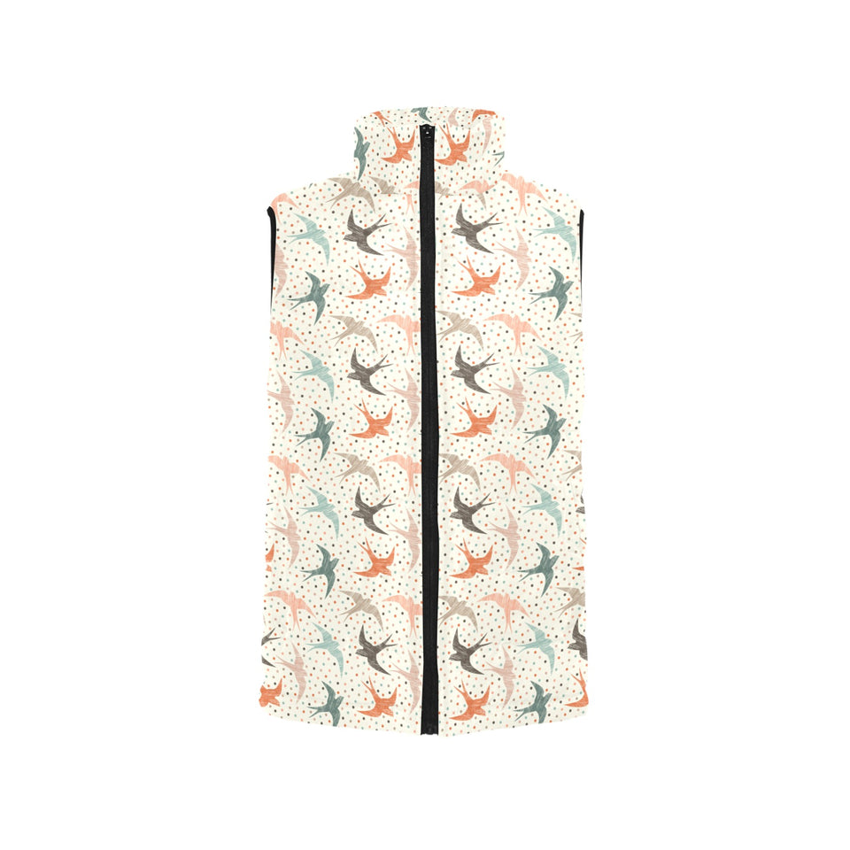 Swallow Pattern Print Design 02 Women's Padded Vest