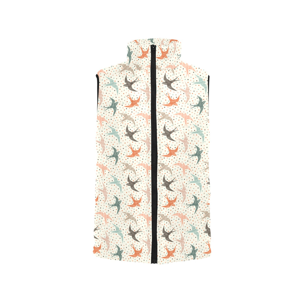 Swallow Pattern Print Design 02 Women's Padded Vest