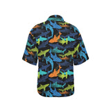 Colorful shark Women's All Over Print Hawaiian Shirt
