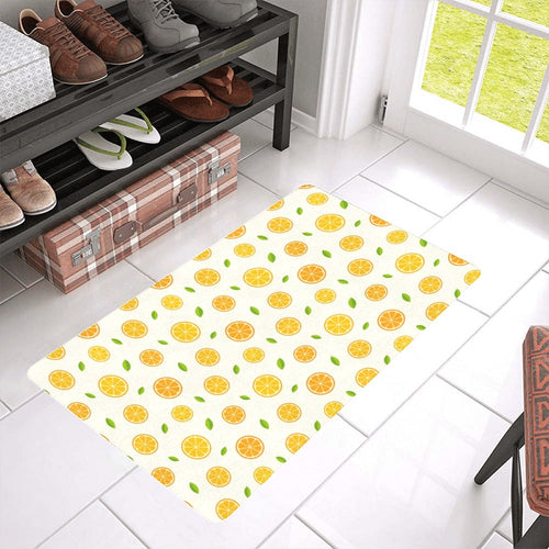 oranges leaves pattern Doormat