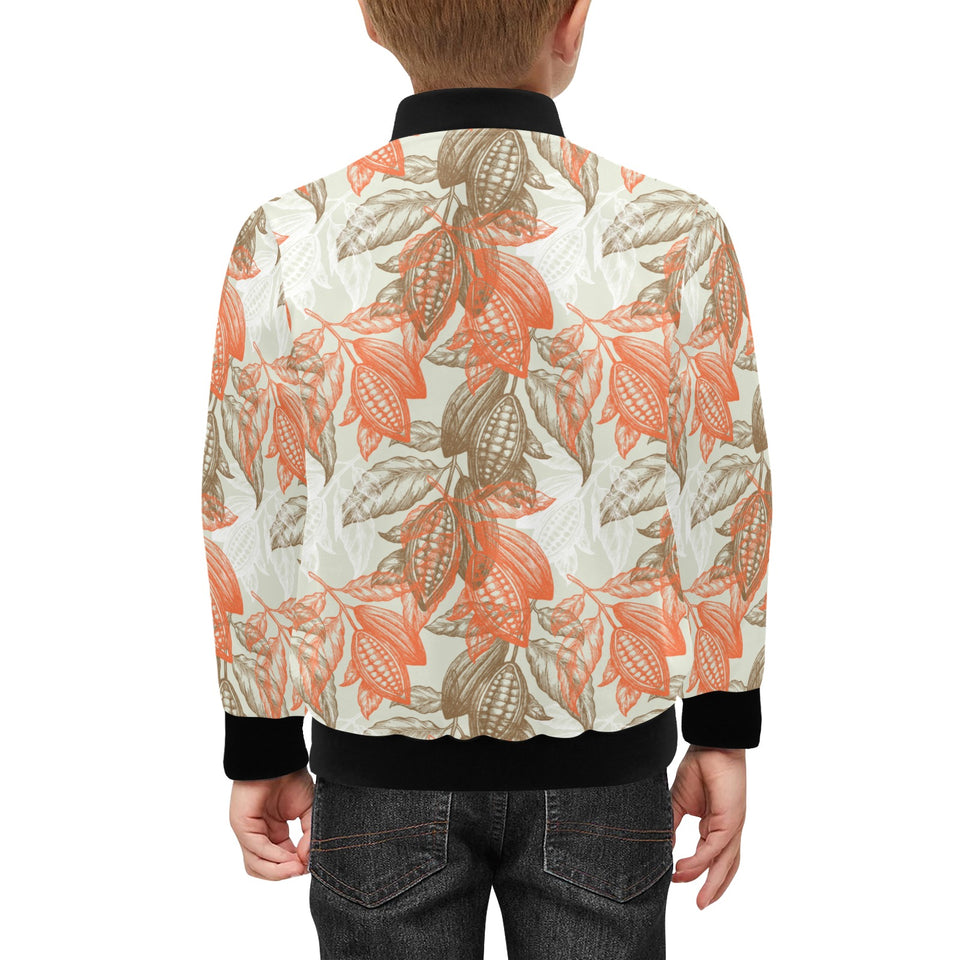 Cocoa beans Cocoa tree pattern Kids' Boys' Girls' Bomber Jacket