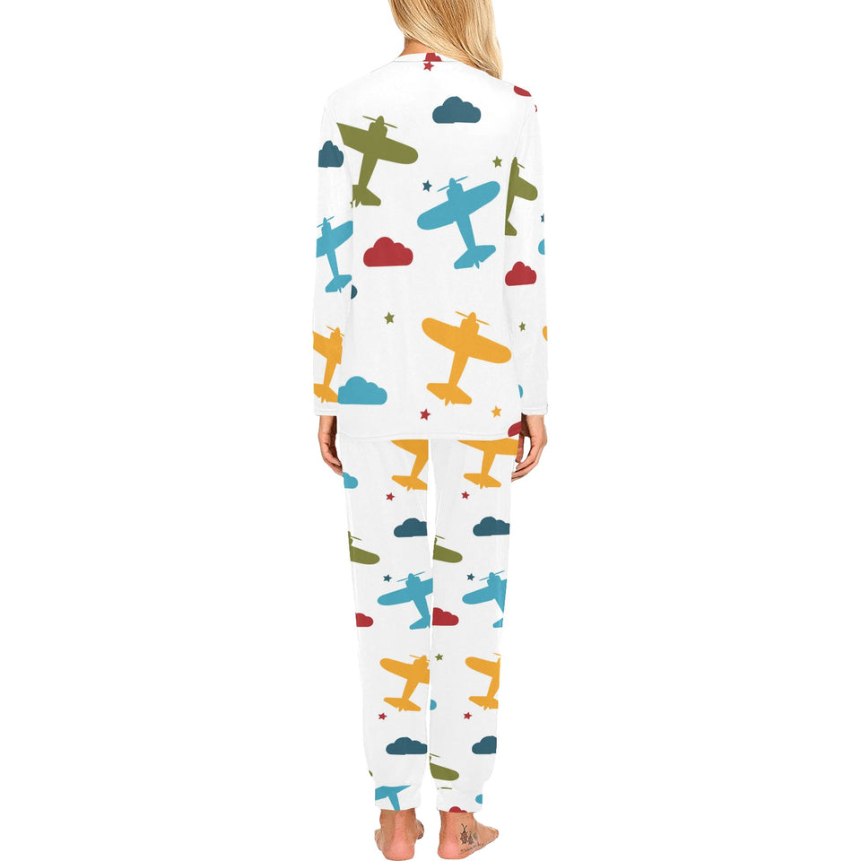 Airplane star cloud colorful Women's All Over Print Pajama Set