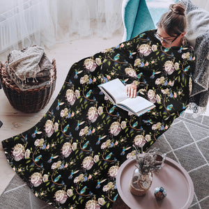 Hummingbird Pattern Print Design 03 Blanket Robe with Sleeves