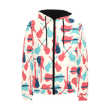 Red Blue guitar pattern Men's Padded Hooded Jacket