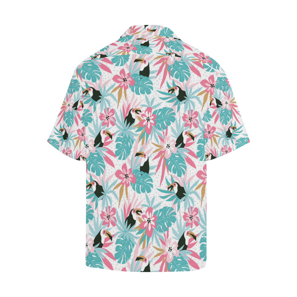 Toucan tropical flower leave pattern Men's All Over Print Hawaiian Shirt