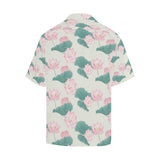 Pink lotus waterlily leaves pattern Men's All Over Print Hawaiian Shirt