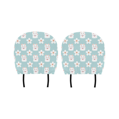 Maneki neko cat sakura Car Headrest Cover