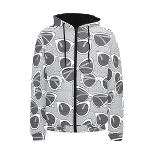 Sun Glasses Pattern Print Design 04 Men's Padded Hooded Jacket