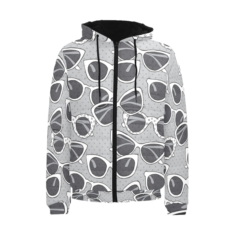 Sun Glasses Pattern Print Design 04 Men's Padded Hooded Jacket