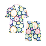 Colorful clock background Men's V-Neck Short Pajama Set