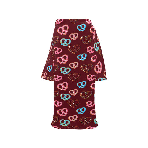 Pretzels Pattern Print Design 05 Blanket Robe with Sleeves