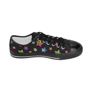 Colorful star pattern Kids' Boys' Girls' Low Top Canvas Shoes Black