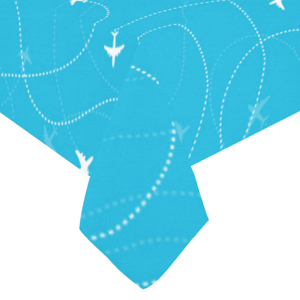Airplane destinations blue background Tablecloth