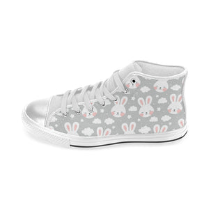 Rabbit cloud Pattern Women's High Top Canvas Shoes White