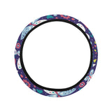 Colorful butterfly flower pattern.eps Car Steering Wheel Cover