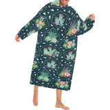 Cactus glass terrarium pattern Blanket Robe with Sleeves
