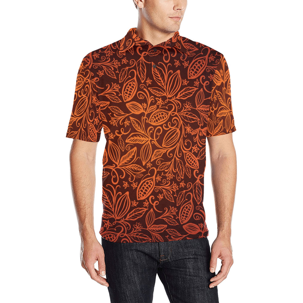 cacao beans tribal polynesian pattern Men's All Over Print Polo Shirt