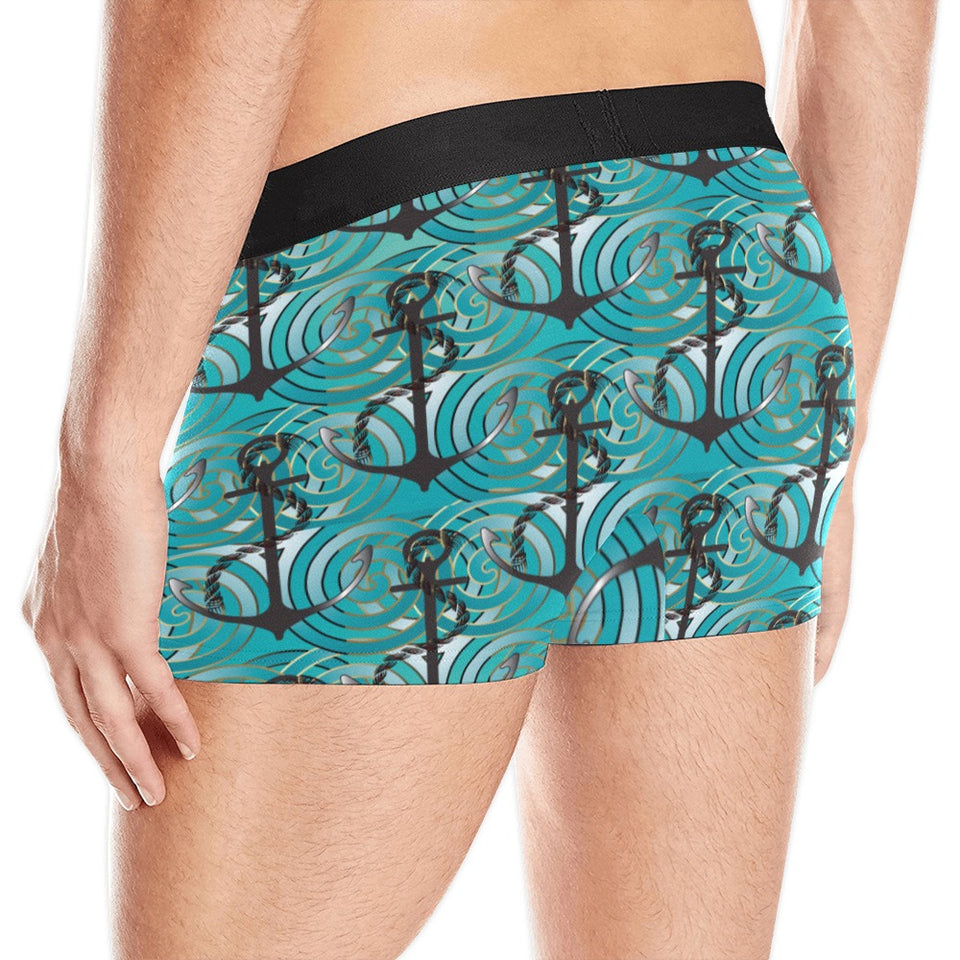 Anchor nautical green background Men's All Over Print Boxer Briefs Men's Underwear