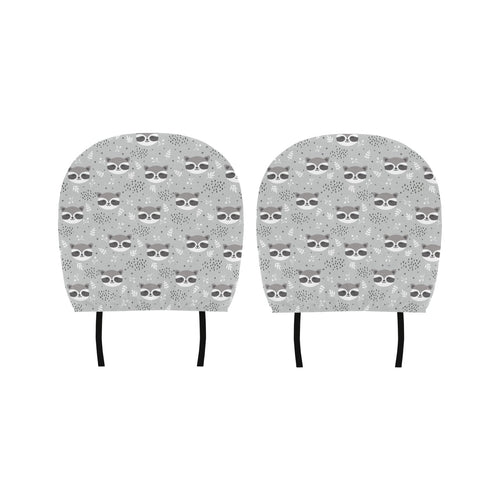 Cute raccoons leaves dot Car Headrest Cover