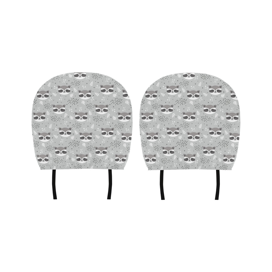 Cute raccoons leaves dot Car Headrest Cover