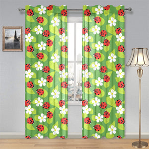 Ladybug Pattern Print Design 01 Gauze Curtain