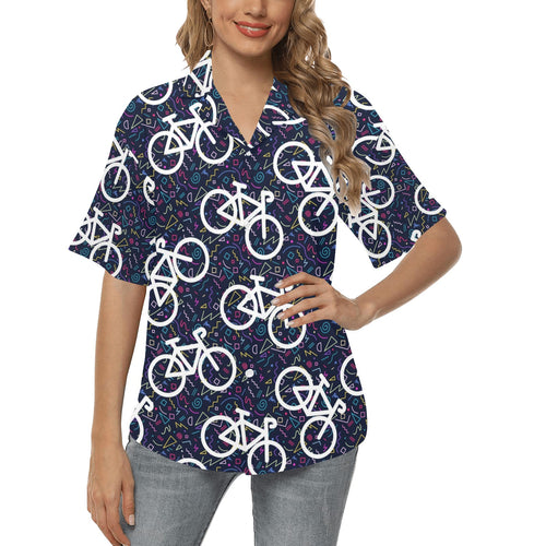 Bicycle Pattern Print Design 03 Women's All Over Print Hawaiian Shirt