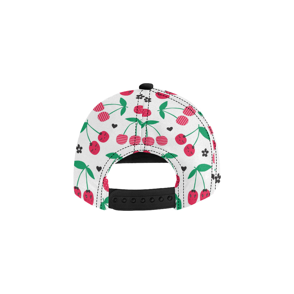 cherry pattern white background All Over Print Snapback Cap