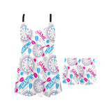 Darts Pattern Print Design 01 Chest Sexy Pleated Two Piece Swim Dress