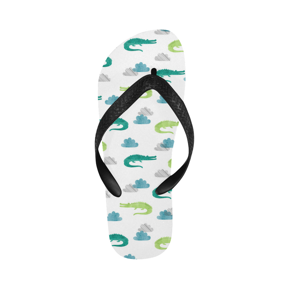 watercolor crocodile pattern Unisex Flip Flops