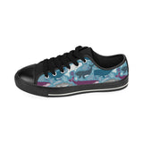 Whale design pattern Men's Low Top Canvas Shoes Black