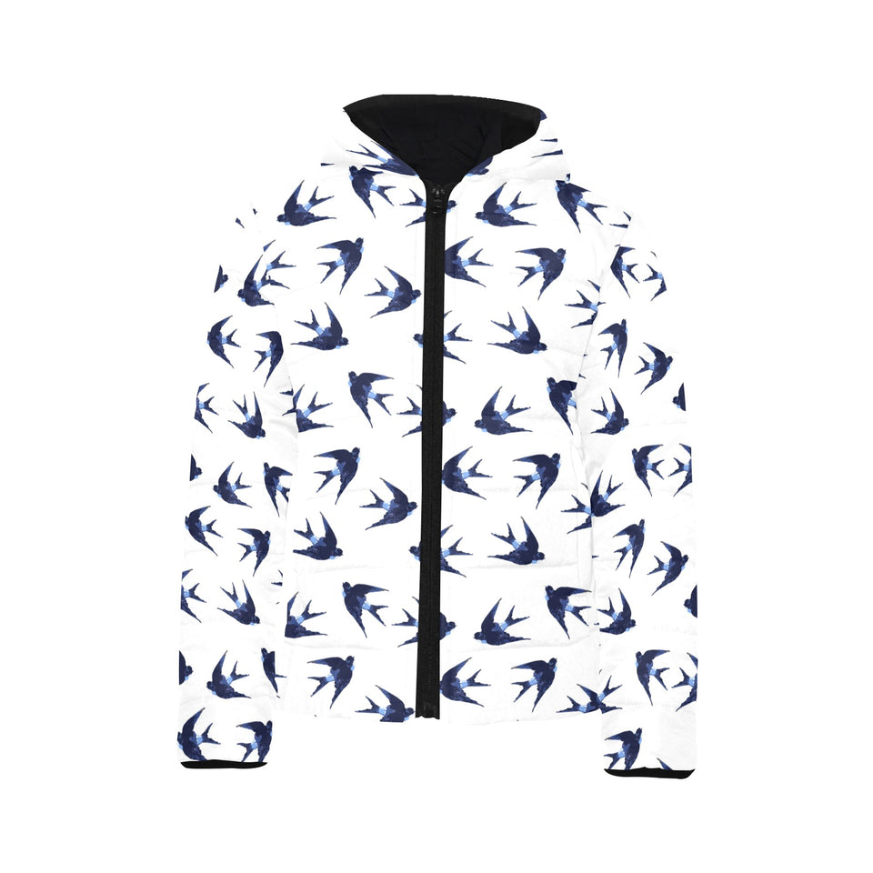 Swallow Pattern Print Design 03 Kids' Boys' Girls' Padded Hooded Jacket