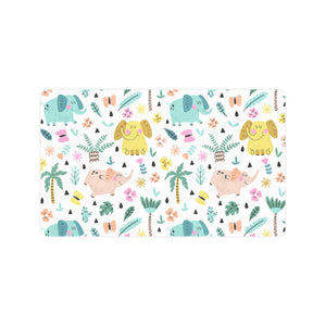 Cute elephants palm tree flower butterfly pattern Doormat
