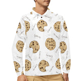 Sketch style cookie pattern Men's Long Sleeve Polo Shirt