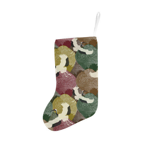 Japanese cranes flying forest dot pattern Christmas Stocking