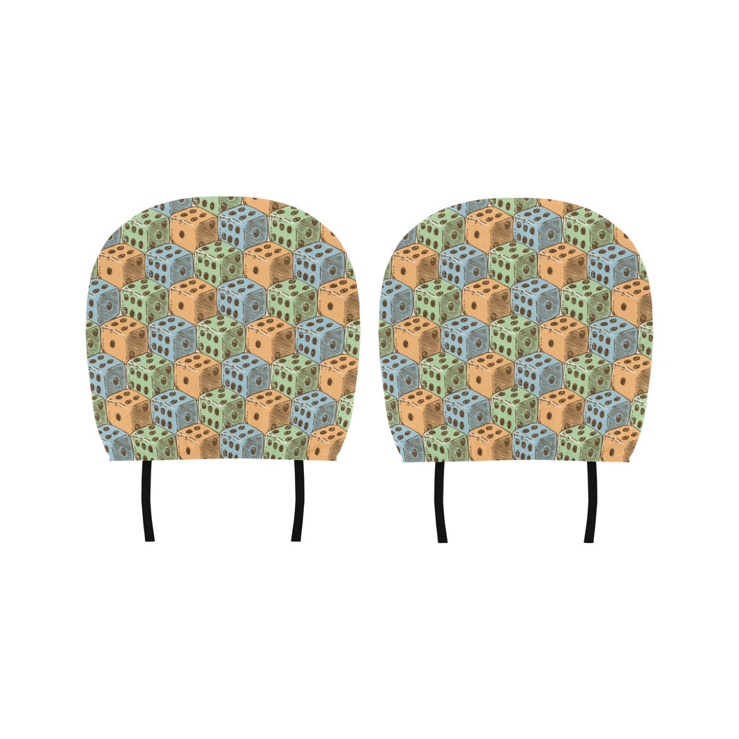 Dice Pattern Print Design 05 Car Headrest Cover