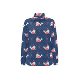 Cute sea lion seal christmas hat candy cane heart Women's Long Sleeve Polo Shirt