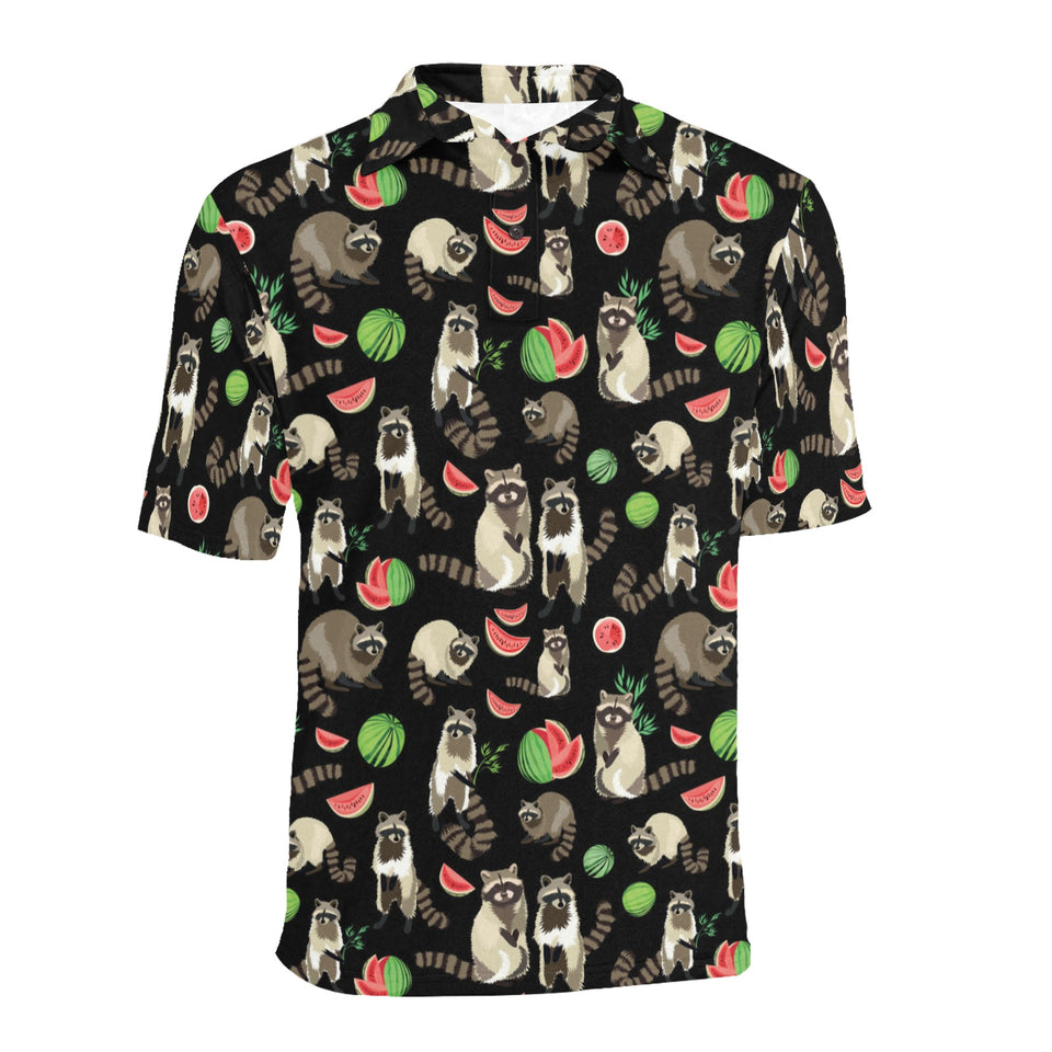 Raccoon watermelon pattern Men's All Over Print Polo Shirt