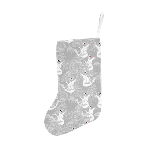 white swan gray background Christmas Stocking
