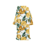 yellow tulips pattern Blanket Robe with Sleeves