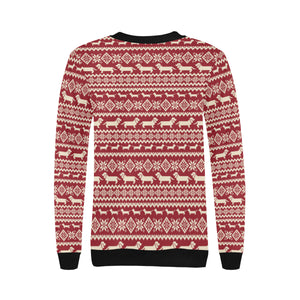 Dachshund Nordic pattern Women's Crew Neck Sweatshirt