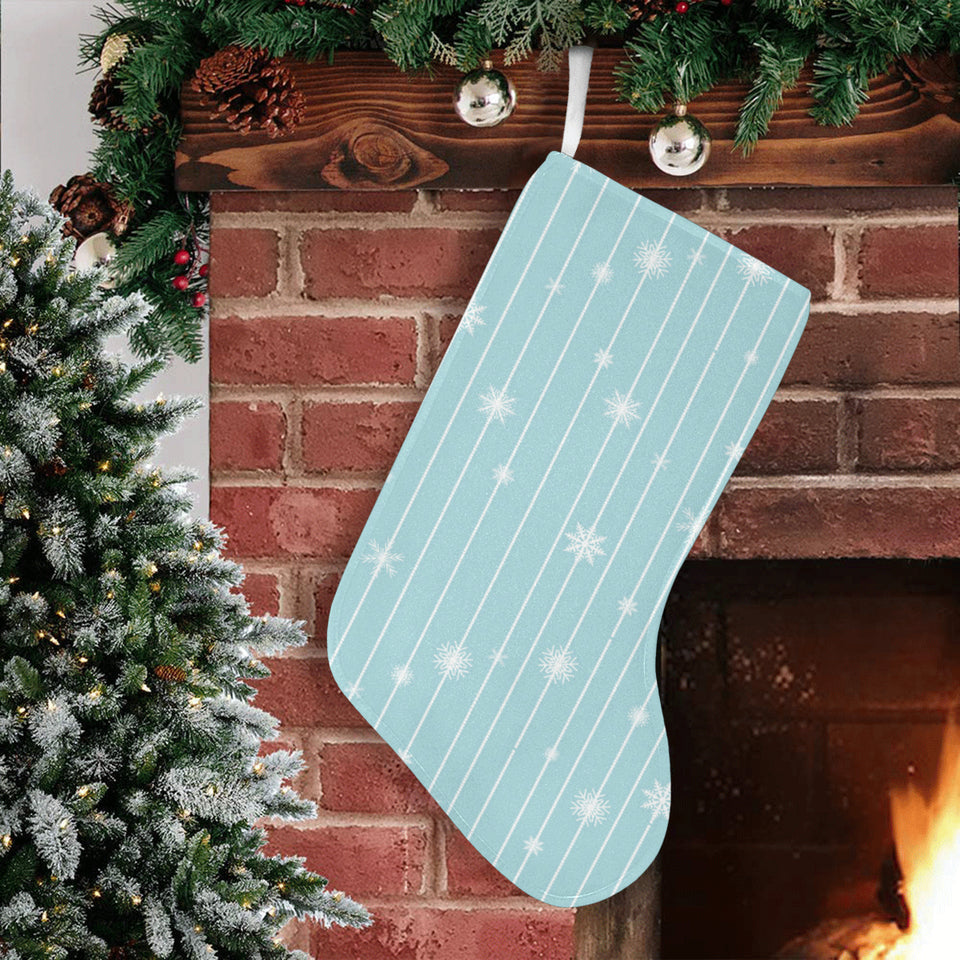 Snowflake pattern blue stripe background Christmas Stocking