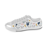 Cute sleeping sheep moon cloud pattern Men's Low Top Shoes White