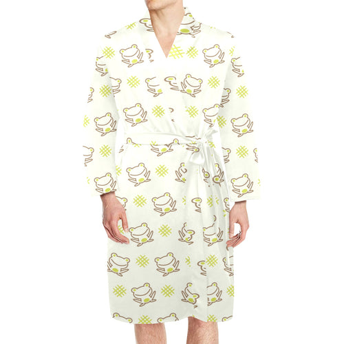 Cute cartoon frog baby pattern Men's Long Sleeve Belted Night Robe