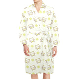 Cute cartoon frog baby pattern Men's Long Sleeve Belted Night Robe